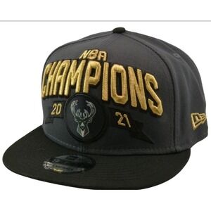 Milwaukee Bucks NBA Champions 9FIFTY Gray Snapback Hat New Era Basketball